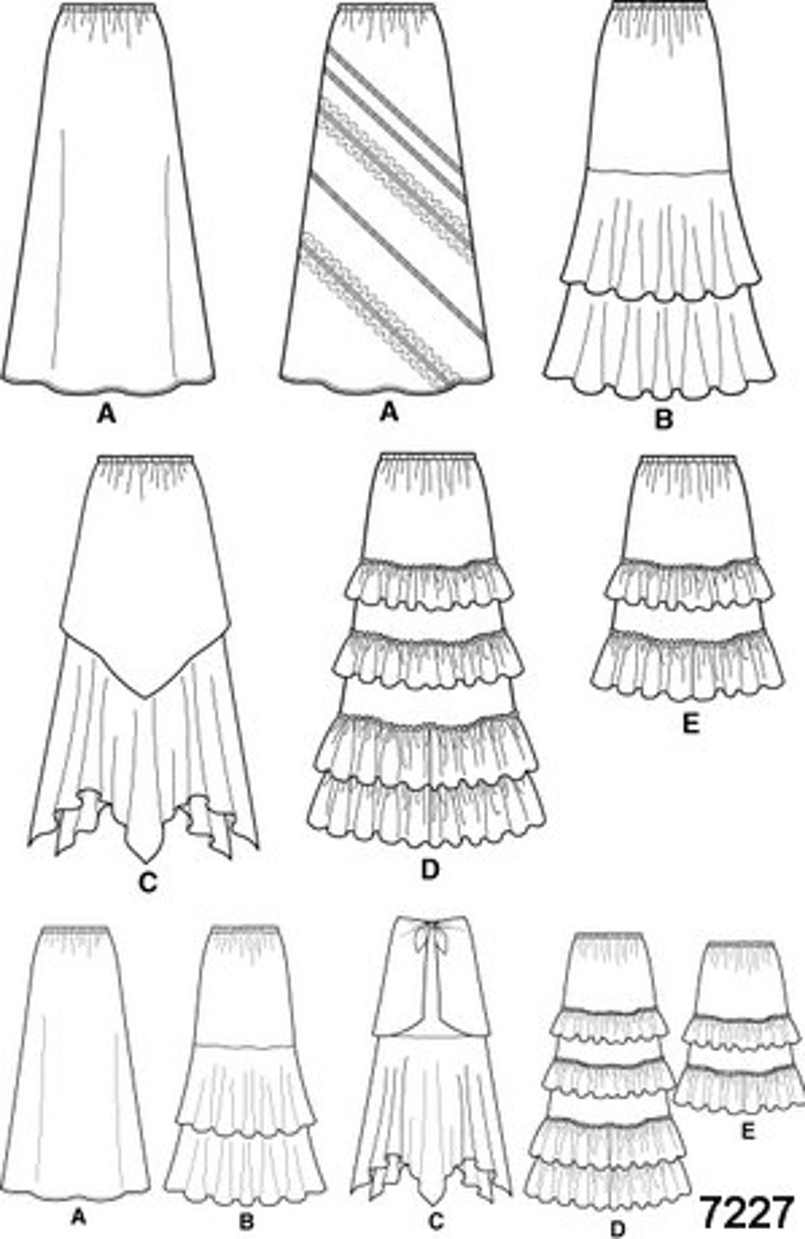 Simplicity Skirt Pattern 7227 Misses' Elastic Waist Etsy