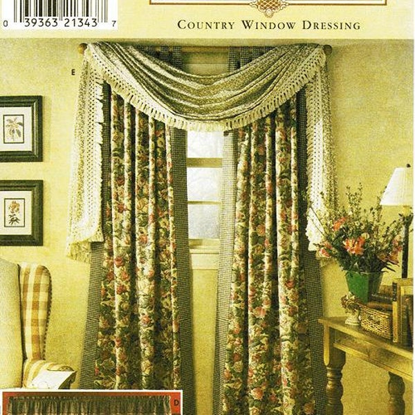 Simplicity Window Curtains Pattern 8052 - Country Window Dressing - Drapes, Scarf, Cafe Curtains and More