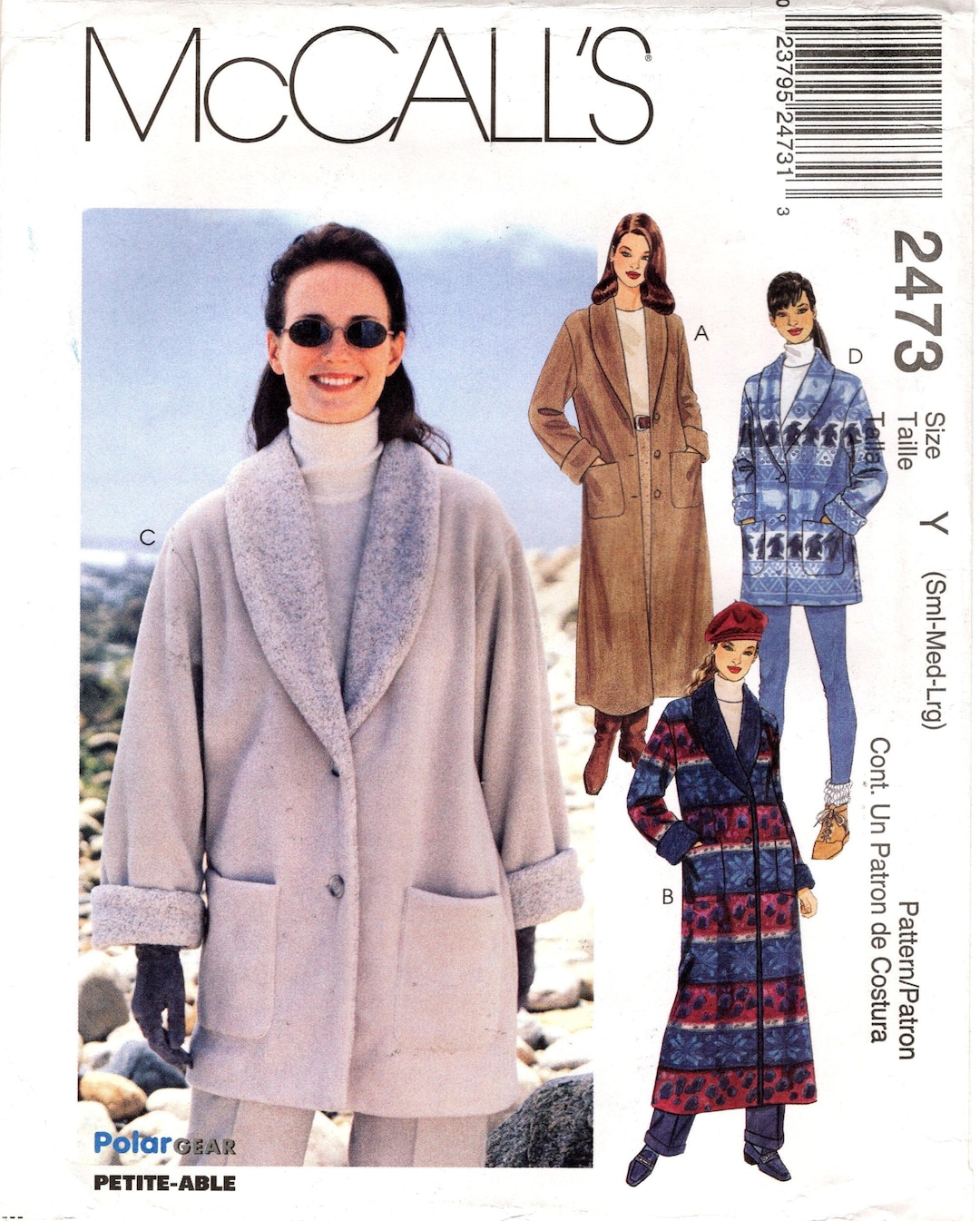 Mccall's Sewing Pattern 2473: Misses' Unlined, Shawl Collar Coat or ...
