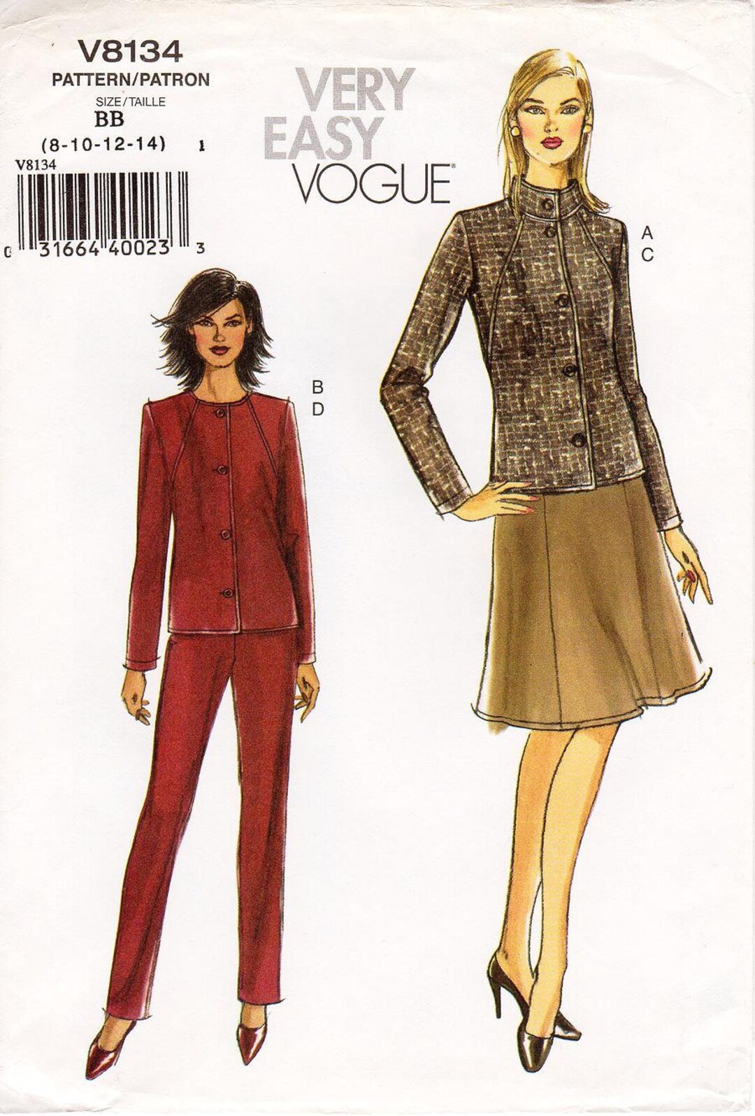 Sz 8/10/12/14 Vogue Separates Pattern V8134 Misses' - Etsy