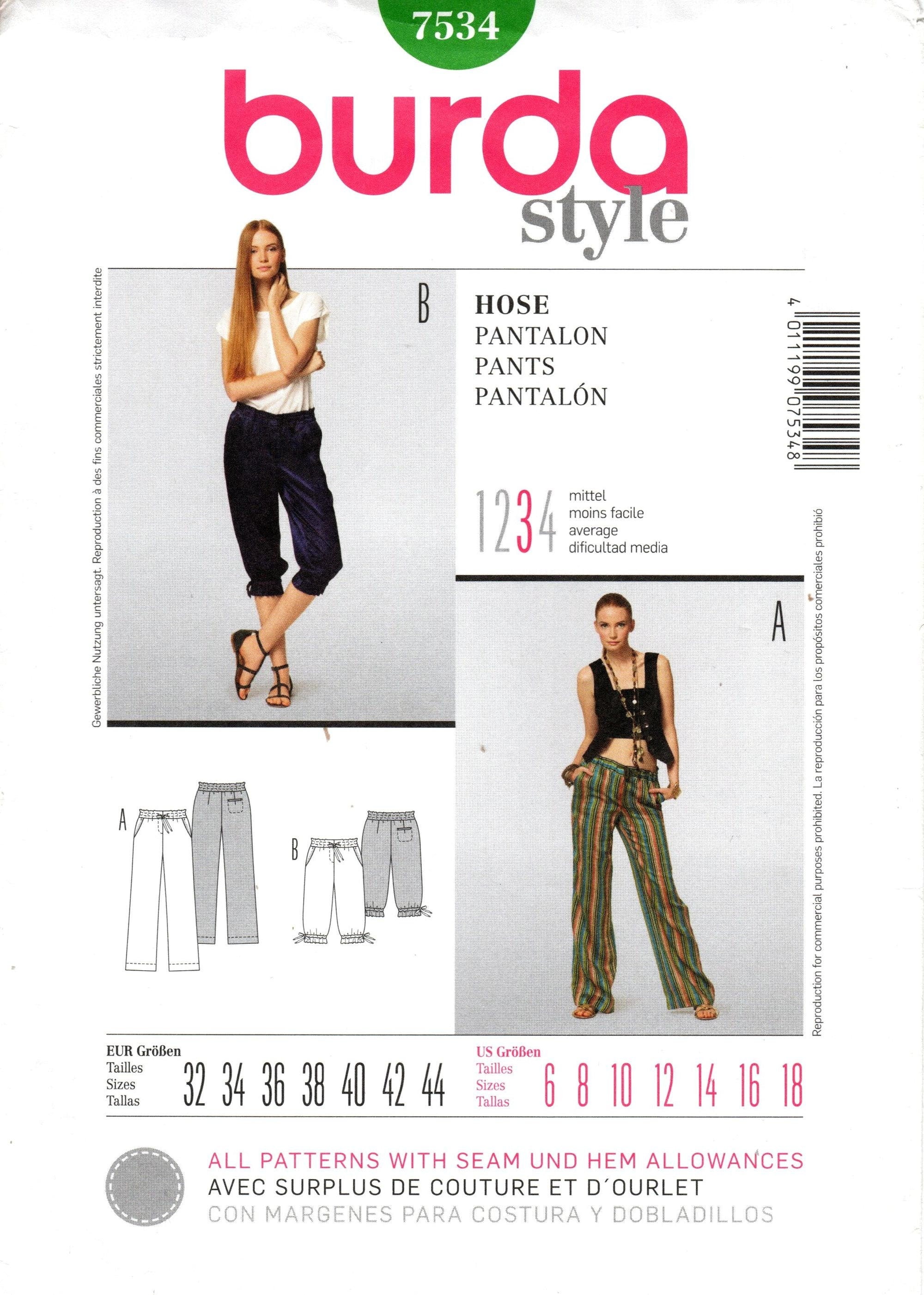 Burda Sewing Pattern 7534 - Misses' Pants in Two Variations