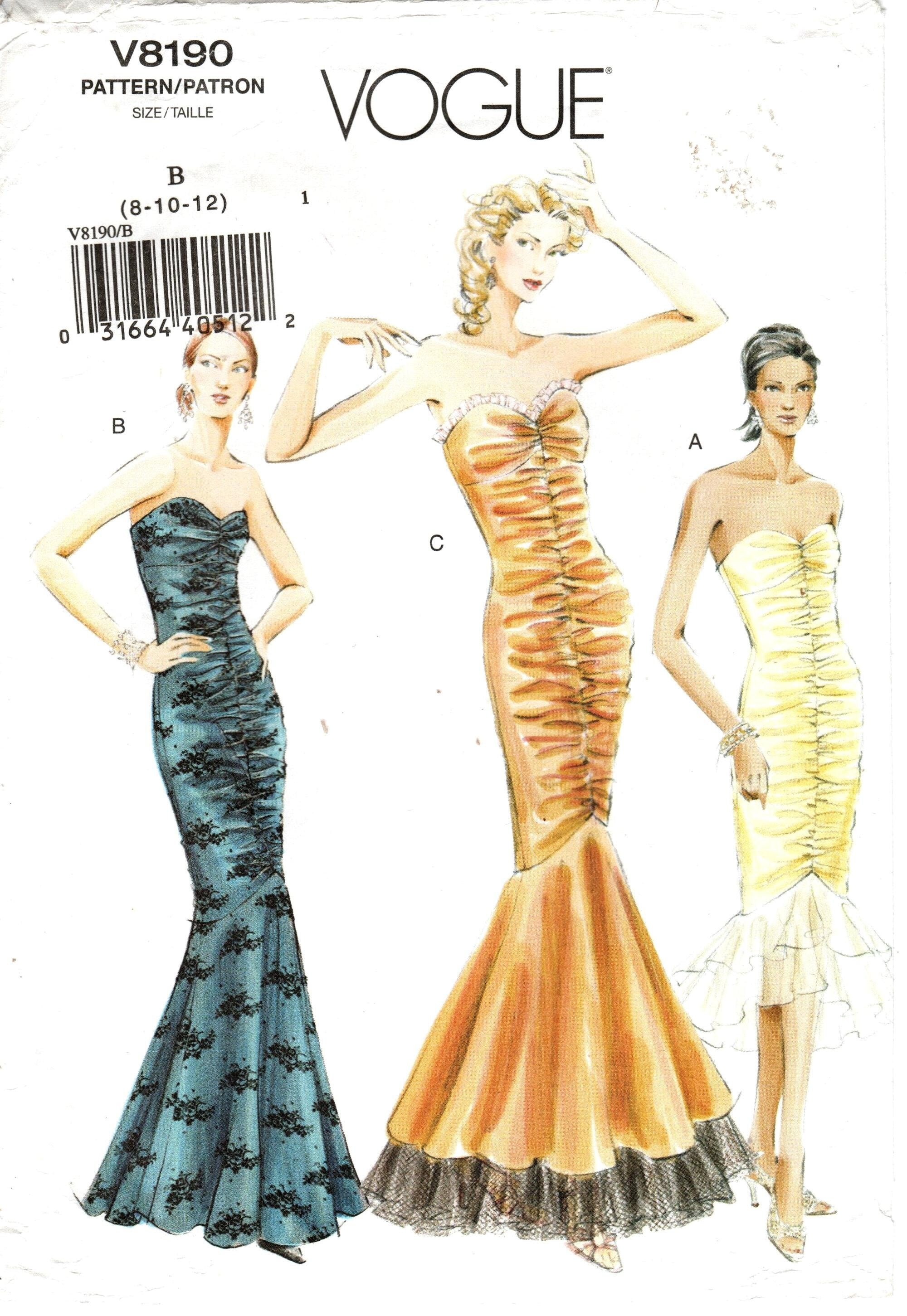 Vogue 8190 Dress Pattern: Strapless Flounce Hem, Size 8-12 - Etsy Vogue 8190 Dress Pattern: Strapless Flounce Hem, Size 8-12 - Etsy