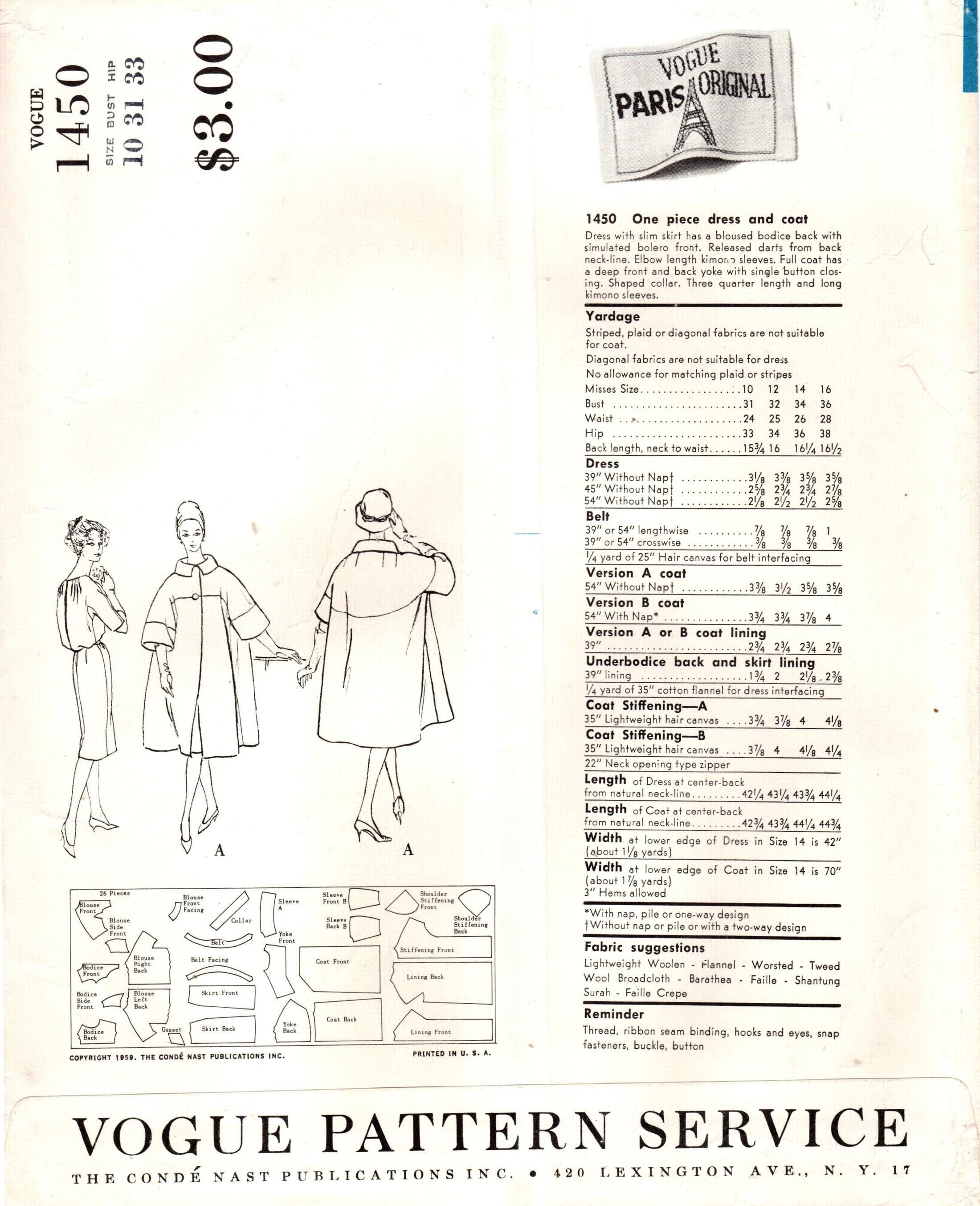 Vintage Vogue Paris Original Sewing Pattern 1450 Guy Laroche Dress ...