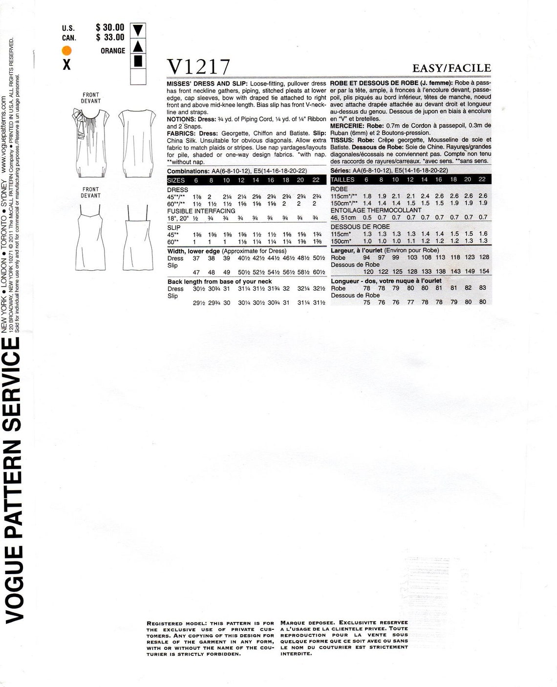 Sz 6/8/10/12 Vogue Dress Pattern V1217 by ANNA SUI Etsy