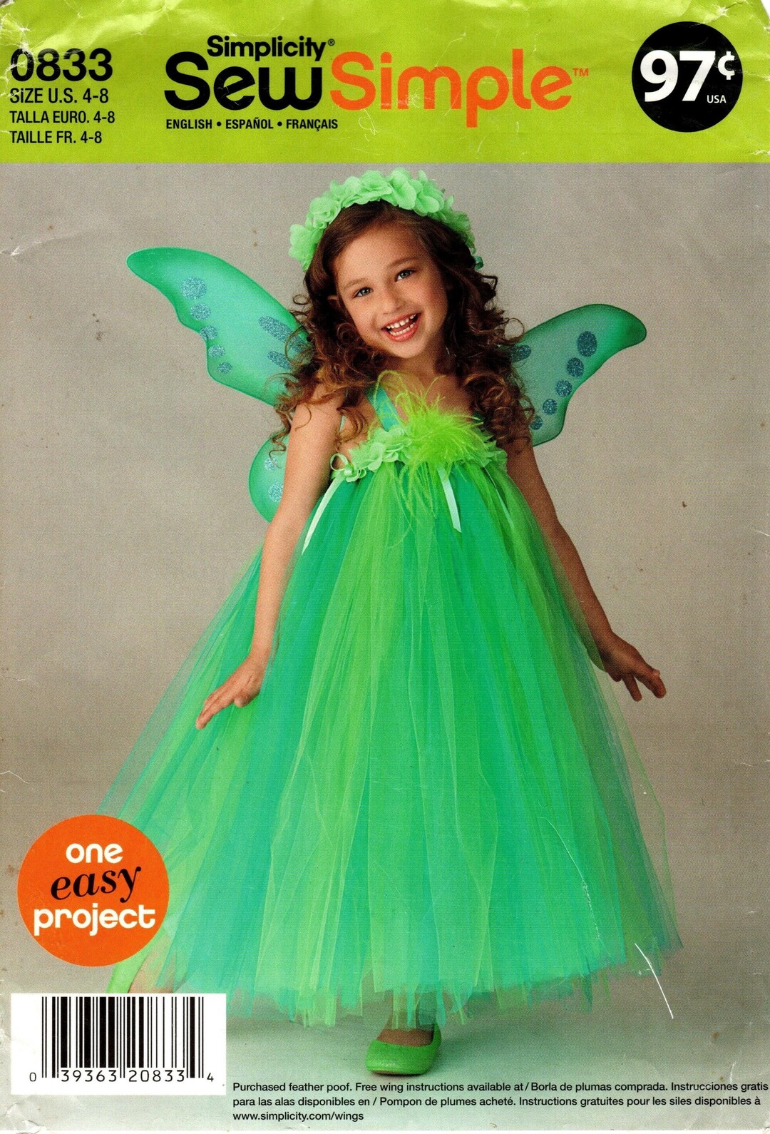 Simplicity Girls' Fairy Costume Sewing Pattern 0833 (size 4-8) - Etsy