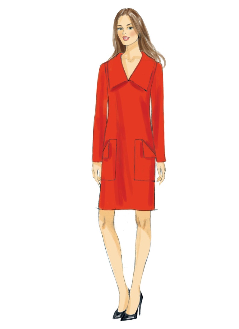 Pick Your Size Vogue Dress Pattern V9147 Misses' Wide Collar Shift ...