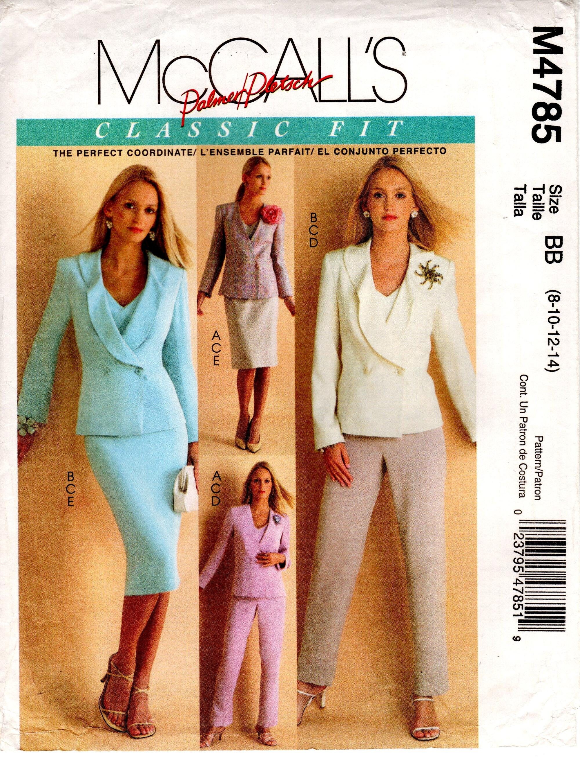 Pick Your Size Mccall's Suit Pattern M4785 by PALMER PLETSCH Misses ...
