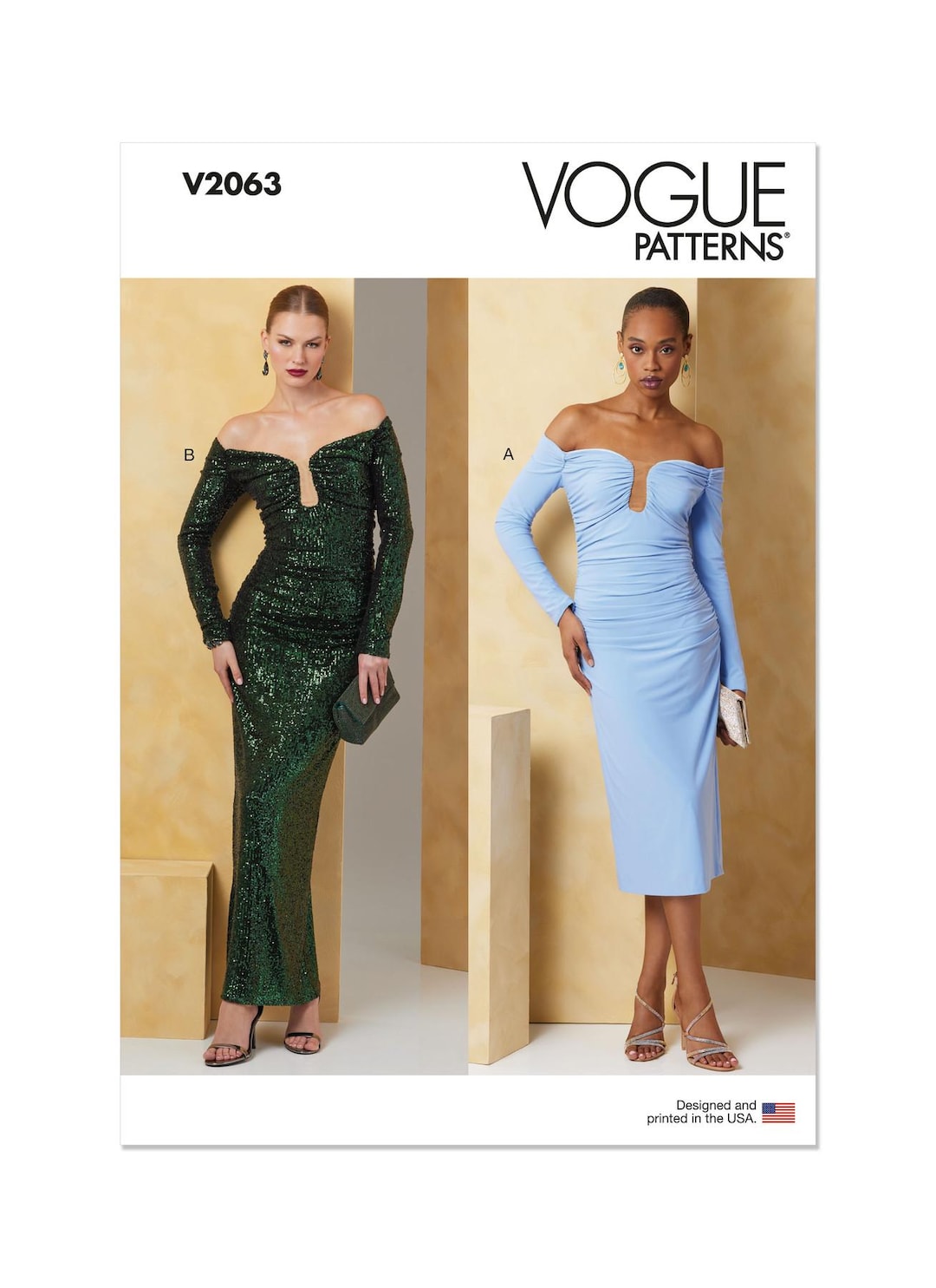 Vogue 2063 Ruched Off-shoulder Dress Pattern: Misses' Sizes 8-26 - Etsy
