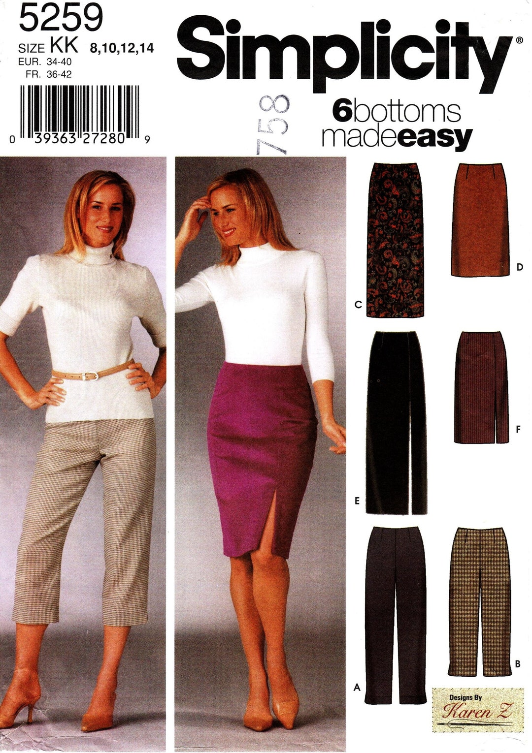 5259 Instructions Simplicity 5259 Sewing Pattern: Misses' Skirt & Pants Size 8-14 - Etsy