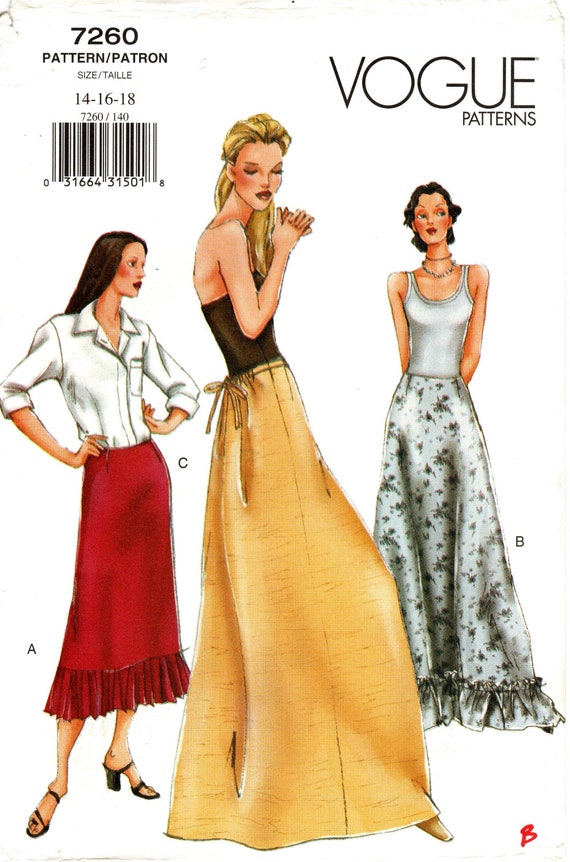 Sz 14/16/18 Vogue Skirt Pattern 7260 Misses' A-line or | Etsy