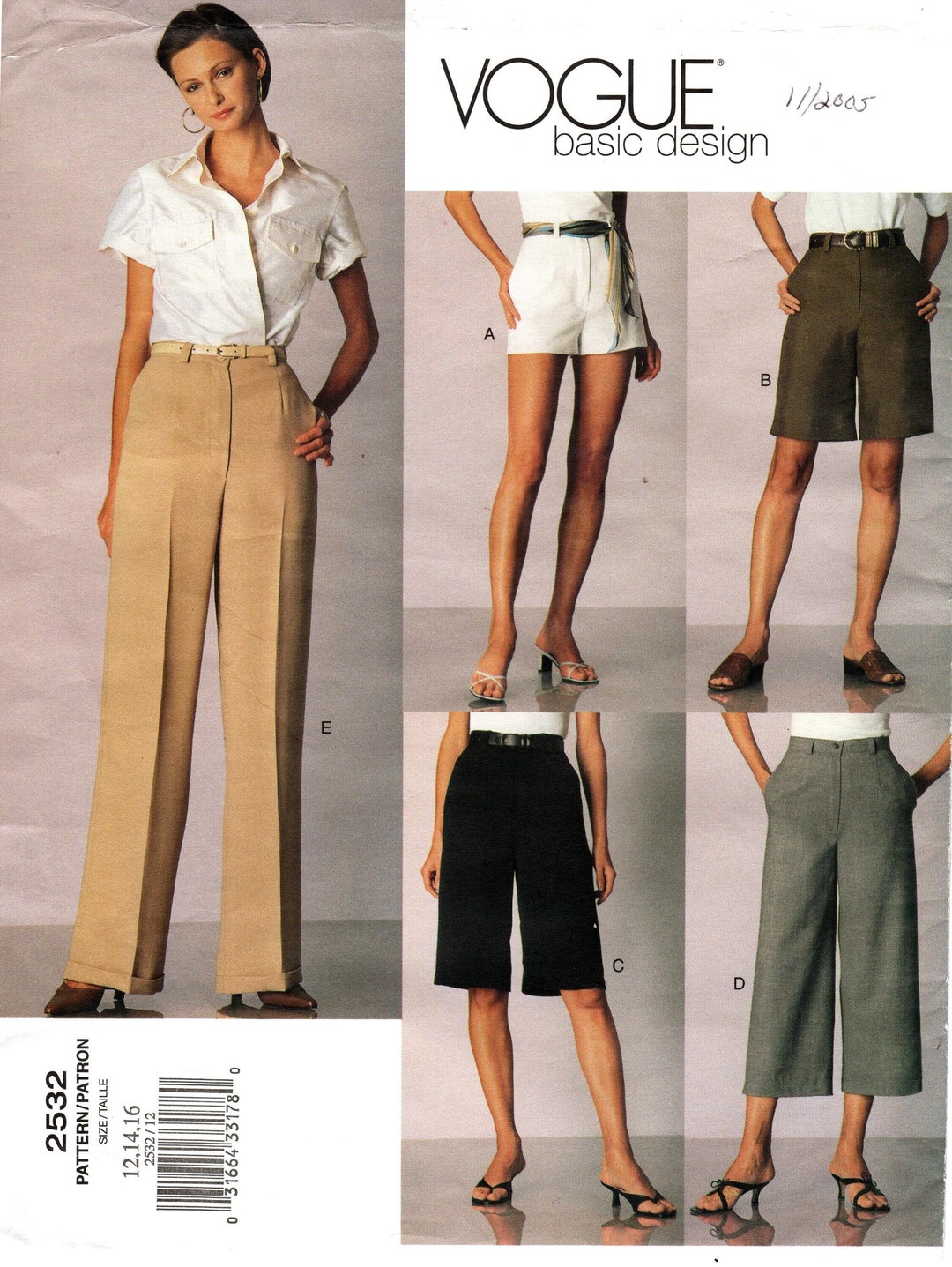 Sz 12/14/16 - Vogue Pants Pattern 2532 - Misses' Classic Flat Front ...