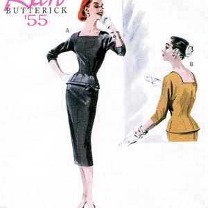 Butterick Sewing Pattern B5557 Misses' Fitted Top and Slim/Straight Pencil Skirt Butterick Retro 1955 Reissued Pattern Pick Your Size image 2
