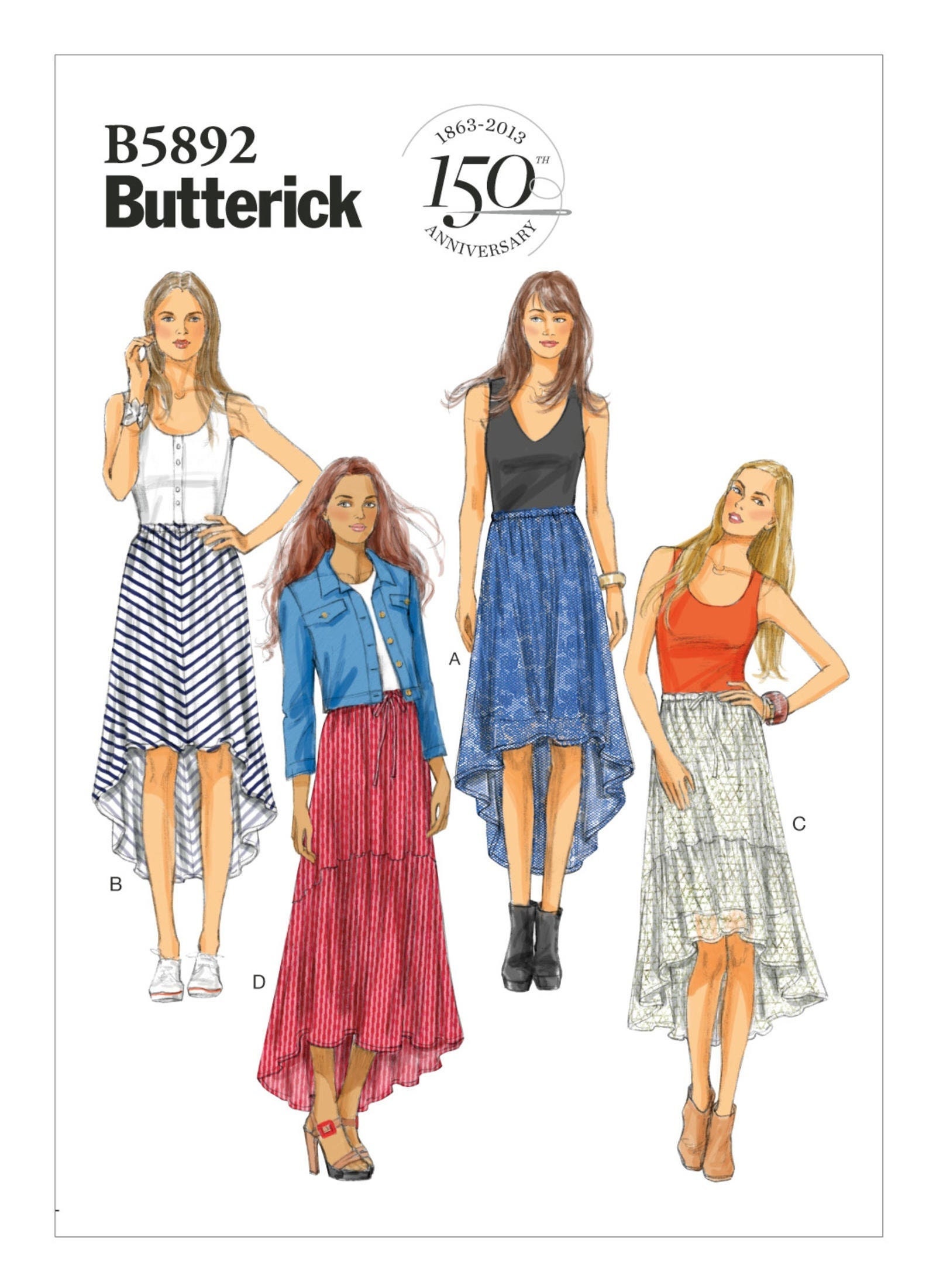 Sz Xsm/sml/med - Butterick Skirt Pattern B5892 - Misses Sz Xsm/sml/med - Butterick Skirt Pattern B5892 - Misses