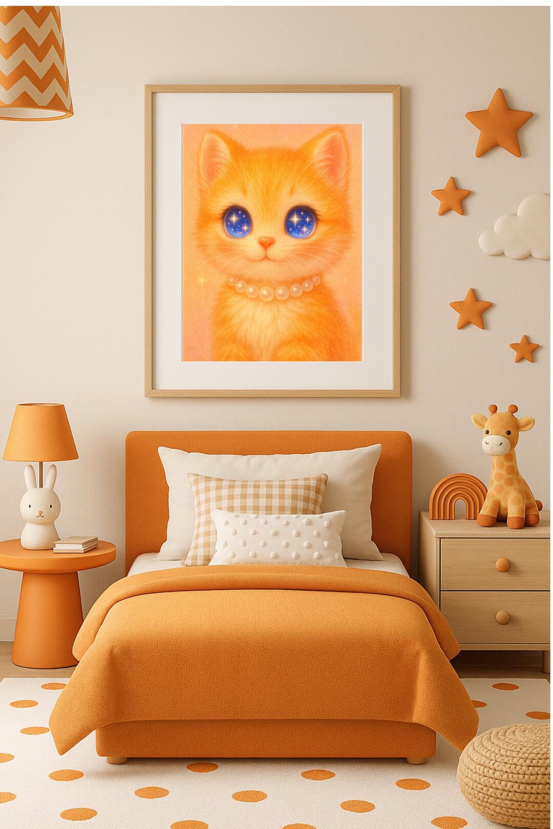 Kawaii Orange Kitten Printable Wall Art – Starry Eyes Cute Cat ...