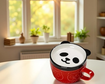 Ceramic Cat Coffee Mug with Lid & Dish – Animal Lover Gift