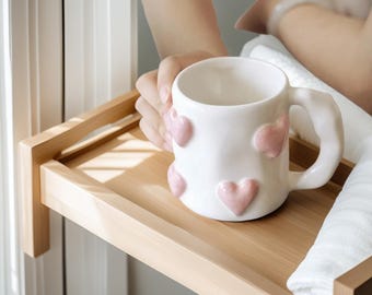 Cute Heart Pink Ceramic Mug Home Coffee Cups Kitchen Drinkware Birthday Gift Home Decoration