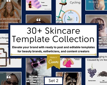 Oltre 30 modelli di Instagram per la cura della pelle / Modelli Canva modificabili per social media per estetisti, marchi di bellezza e influencer / Set 2