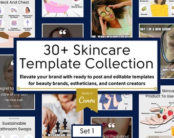 Oltre 30 modelli di Instagram per la cura della pelle / Modelli Canva modificabili per social media per estetisti, marchi di bellezza e influencer / Set 1