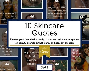10 modelli di citazioni Instagram per la cura della pelle / Modelli Canva modificabili per social media per estetisti, marchi di bellezza e influencer / Set 1