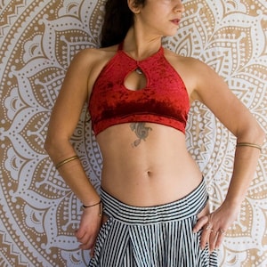 Your SIZE - Blood Red Velvet Keyhole top
