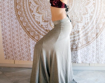 Custom Platin Beige Mermaid skirt - Made to measure warm Silver shimmery, metallic lurex long mermaid skirt