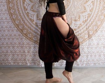 RESERVED for J.A. group - Custom Side Drape Calf Pantaloons Capri in Light and dark Copper - Fusion bellydance harem pants cutout