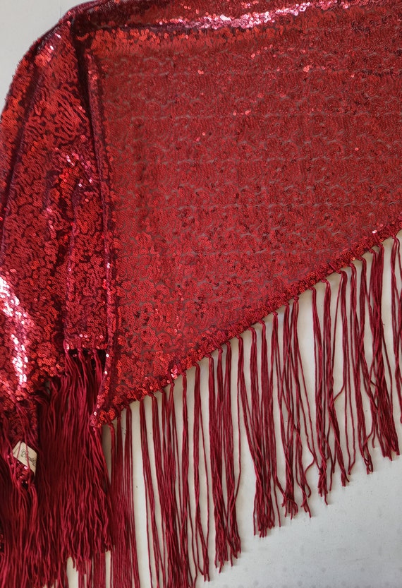 Sciarpa con paillettes rosso sangue 175 cm/69
