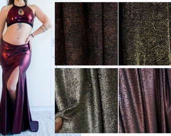 Fabric Selection - Made to your size - High Slit Fusion Bellydance Mermaid Skirt - Gold Black, Metallic Pink, Copper Black, Platin Silver