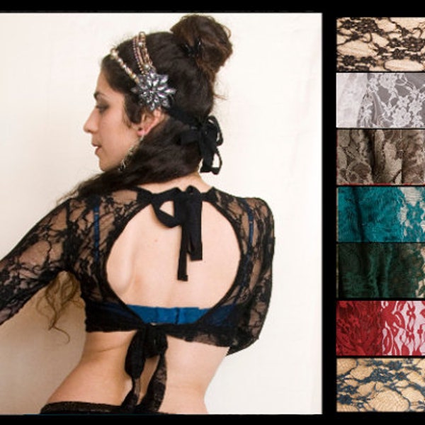 SIZE and COLOUR - Lace Choli Top -  Long 4/5 Sleeve Tribal Top - ATS, Tribal Fusion, Tribal Bellydance top