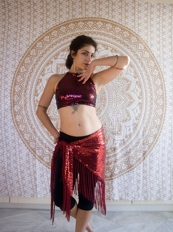 Blood Red Sequin Scarf 175cm/69