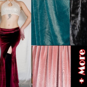 Your SIZE - Velvet Mermaid Skirt with leg slit - Custom Colour, Burgundy, Dusty Pink, Ice Blue, Black - Fusion Bellydance