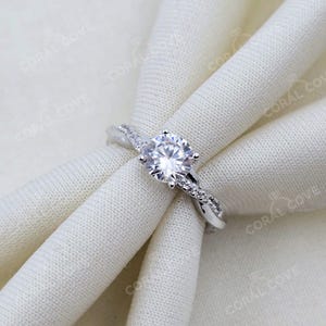 Round Cut Moissanite Solitaire Ring - 14k Yellow Gold Engagement