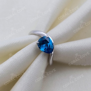 Teardrop Blue Opal Sterling Silver Ring: Minimalist Promise Ring