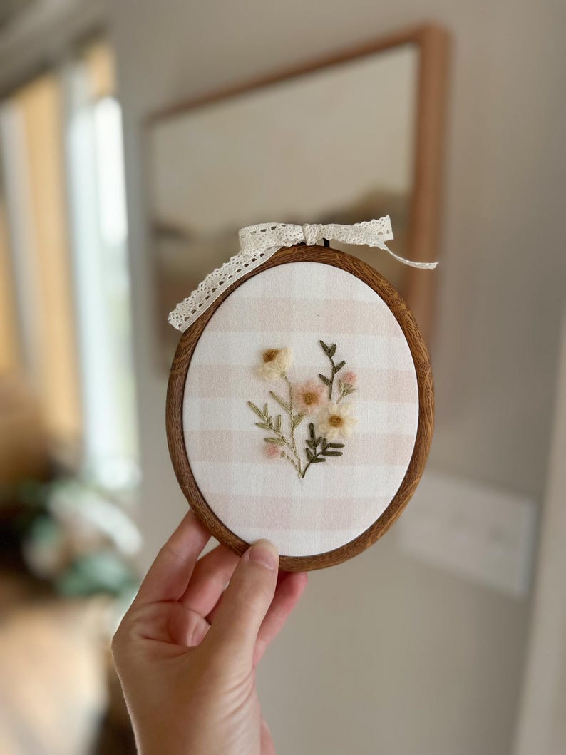 Embroidered Floral Hoop Art | Vintage Cottagecore Girl Nursery Decor - Etsy