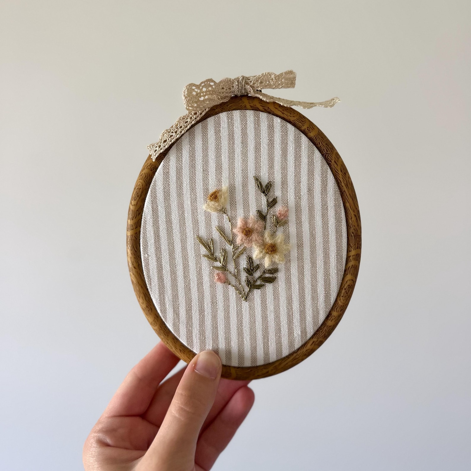 Embroidered Floral Hoop Art | Vintage Cottagecore Girl Nursery Decor - Etsy