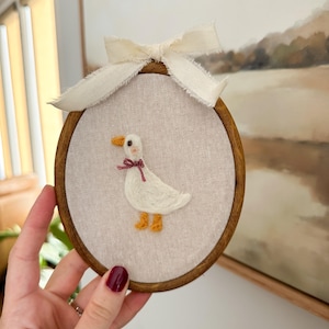 Hand Embroidered Goose Wall Decor: Nursery Hoop Art