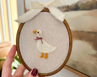Hand Embroidered Goose Wall Decor: Nursery Hoop Art