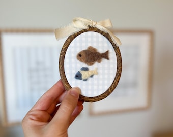 Needle Felted Fish Nursery Decor: Embroidery Hoop Wall Art