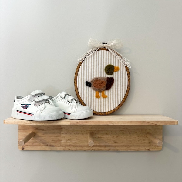 Needle Felted Mallard Duck Embroidery Hoop: Animal Nursery Decor