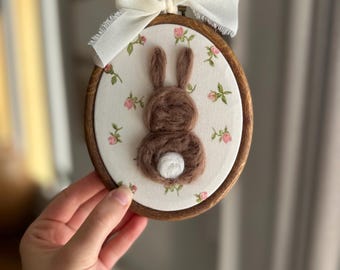 Needle Felted Bunny Wall Decor: Handmade Nursery Art