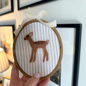 Needle Felted Deer Nursery Decor, Embroidery Hoop Wall Art