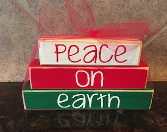 Peace on Earth Christmas Wood Blocks-Mini Stacker