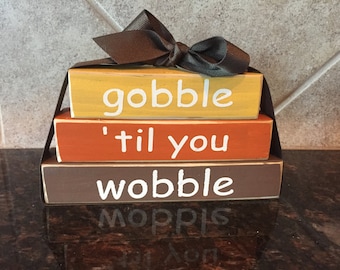 Gobble til You Wobble Wood Blocks- Mini Stacler