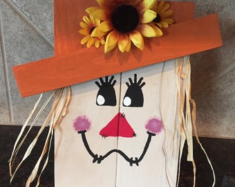 Wood Scarecrow with Sunflower - Fall Decor