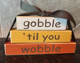 Gobble til You Wobble Wood Blocks-Mini Stacker