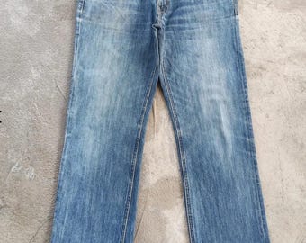 Pantalones vaqueros japoneses vintage desgastados con desvanecimiento, cintura 34