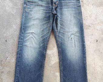 Vintage Edwin Japan Jean Distressed Faded Denim Pants Vintage Japanese Waist 37