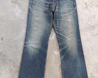 Jean vintage Edwin 503 Japan Flare desgastado y descolorido, cintura japonesa vintage 30