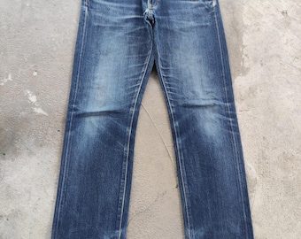 Jean selvedge japonais vintage denim délavé effet vieilli taille 34