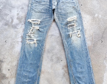 Vintage Edwin 503 Brand Distressed Ripped Denim Pants Vintage Japanese Waist 33